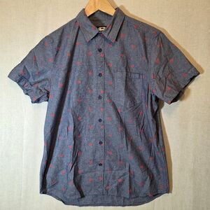 Superman Mens Large Button Up Shirt Casual DC Comics Short Sleeves Geek